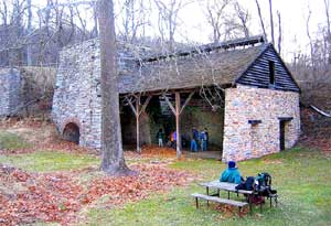 Looking inside the small Catoctin Furnace