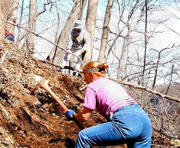 Digging out the ridge side to make Mason - Dixon Trail